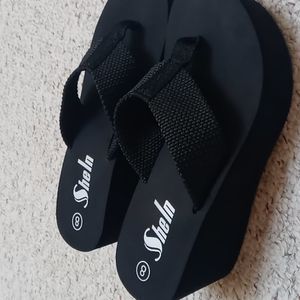 Black SHEIN platform flip flips